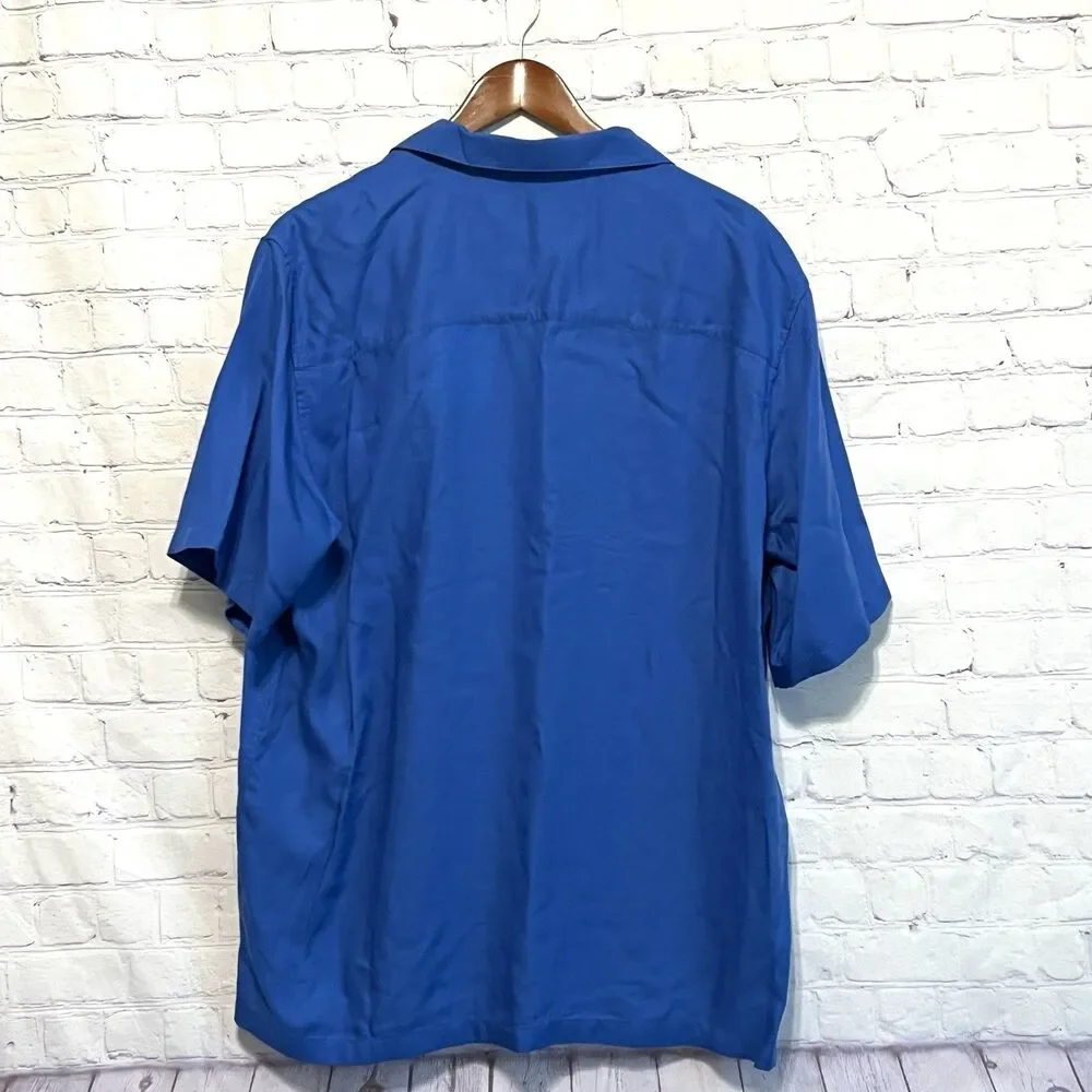 Theory Mens Noll Tencel Flow Twill Button Up Shirt Sail Blue XL Short Sleeve